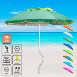 Ombrellone Mare GiraFacile 200 Cm Alluminio Protezione Uv Spiaggia Afrodite Colore: Verde