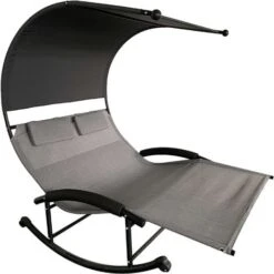 Donodolo Letto, Dondolo Con 2 Cuscini Poggiatesta Dondolo 2 Posti , Dondolo Con Tubi 48/32/28/25 Mm 200x140x178 DARK GREY