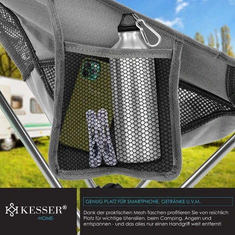 KESSER® Sedia Da Campeggio Pieghevole Con Schienale Alto Portatile Sedia Da Pesca Sedia Da Camping Sedia Pieghevole Fino A 120 Kg Sedia Da Spiaggia Sgabello Pieghevole Con Portabevande, Sedia Da Ester - immagine 3