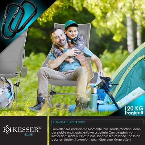 KESSER® Sedia Da Campeggio Pieghevole Con Schienale Alto Portatile Sedia Da Pesca Sedia Da Camping Sedia Pieghevole Fino A 120 Kg Sedia Da Spiaggia Sgabello Pieghevole Con Portabevande, Sedia Da Ester - immagine 5