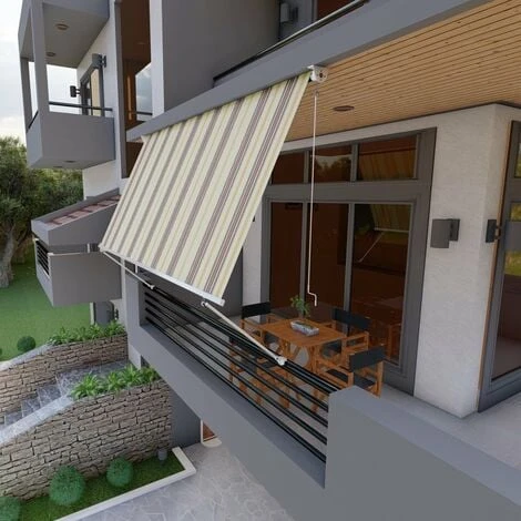 Tenda Da Sole Per Balcone Con Bracci, Impermeabile 300cm Beige Marrone Golisa - immagine 4