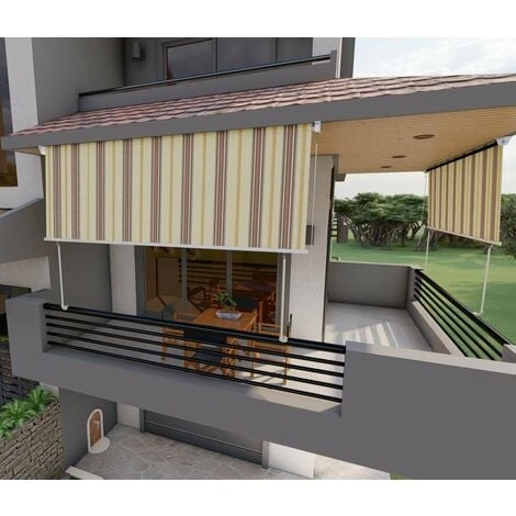 Tenda Da Sole Per Balcone Con Bracci, Impermeabile 300cm Beige Marrone Golisa - immagine 5