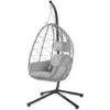 Poltrona Sospesa Giardino Sedia Dondolo Amaca Pensile Rannat E Metallo Grigio