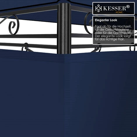 KESSER® - Padiglione 3x4m Comprese Pareti Laterali Con Cerniere, Tendone Per Feste Quadrato Tenda Per Feste Tenda Da Giardino Gazebo Tenda Da Giardino Di Lusso Padiglione Da Giardino Navyblau (de) - immagine 3
