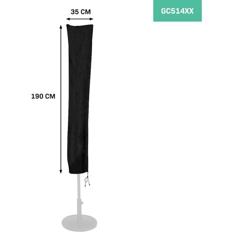 VONROC Copertura Per Ombrellone S - 190x30cm. Per Parasole Fino A 300cm. Universale E Per GP503XX, GP507XX, GP508XX - immagine 2