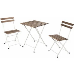 Set Tavolino E Due Sedie Da Balcone Pieghevoli Bistrot Bianco