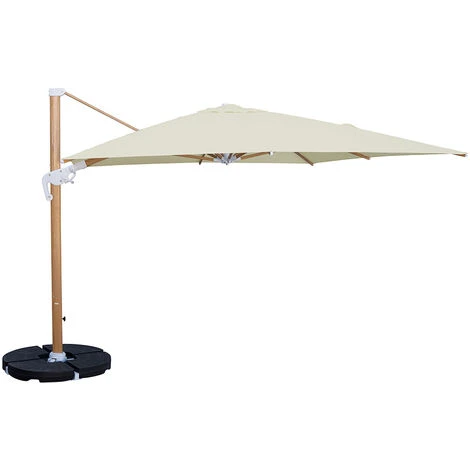 Ombrellone Da Giardino Con Braccio Laterale Roma Wood 3x4 Metri Beige