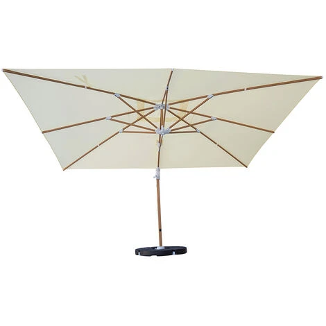 Ombrellone Da Giardino Con Braccio Laterale Roma Wood 3x4 Metri Beige - immagine 2