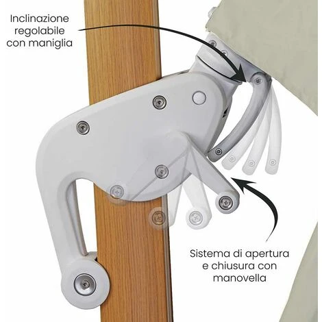 Ombrellone Da Giardino Con Braccio Laterale Roma Wood 3x4 Metri Beige - immagine 3