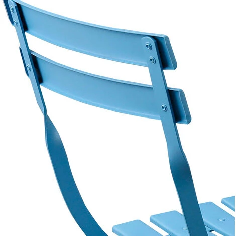 Set Bistro Con Tavolino Rotondo E Sedie Pieghevoli In Acciaio Teresa Blu - immagine 4