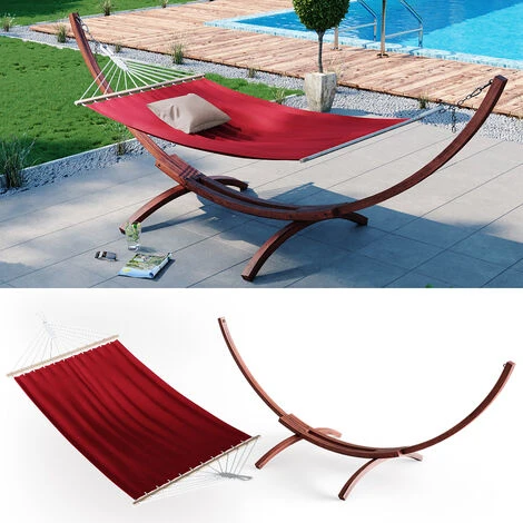 Struttura Per Amaca XXL 350 Cm Con Amaca Rosso VitaliSpa - immagine 2