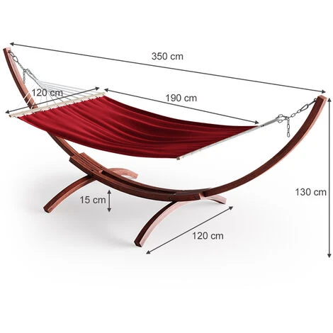 Struttura Per Amaca XXL 350 Cm Con Amaca Rosso VitaliSpa - immagine 3