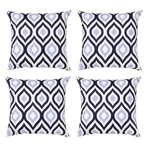 Gardenista Cuscini Decorativi Gardenista Con Stampe, 45x45 Cuscini Decorativi Con Imbottitura In Fibra Cava E Rivestimento Sfoderabile Resistente All'Acqua, (4 Pezzi), Nero/Grigio