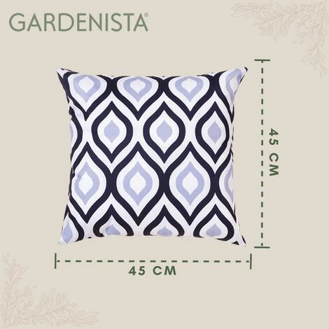 Gardenista Cuscini Decorativi Gardenista Con Stampe, 45x45 Cuscini Decorativi Con Imbottitura In Fibra Cava E Rivestimento Sfoderabile Resistente All'Acqua, (4 Pezzi), Nero/Grigio - immagine 2