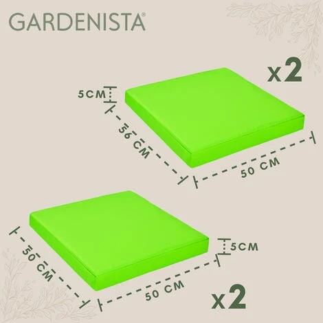 Gardenista Cuscini Per Rattan, Cuscini Di Seduta Resistenti All'acqua Per Mobili Da Esterno In Rattan Con Rivestimento Rimovibile Facile Da Pulire 4 Pezzi, Lime - immagine 2