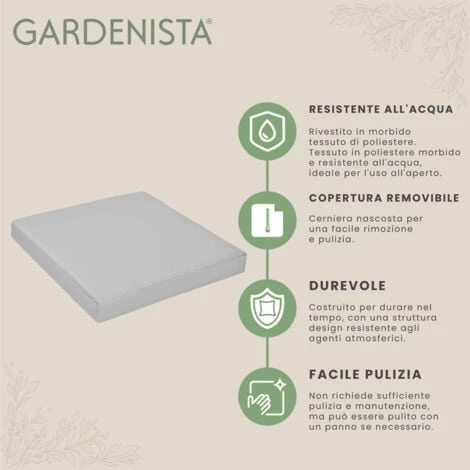 Gardenista Cuscini Per Rattan, Cuscini Di Seduta Resistenti All'acqua Per Rattan Con Rivestimento Sfoderabile Facile Da Pulire (56x52x6) Cm, Grigio - immagine 3