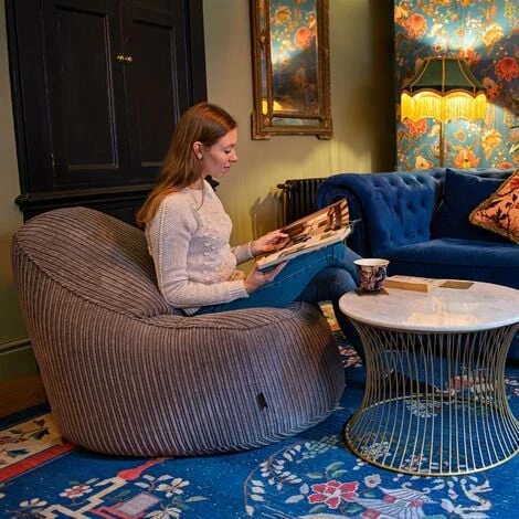 Loft 25 Grande Pouf In Velluto A Coste Di Qualità Superiore Per Adulti, Grande Pouf Per Il Soggiorno, Pouf Da Gioco, Antracite - immagine 5