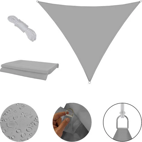 Vela Ombreggiante Triangolare Parasole Tenda Da Sole 180 Gr/m² Traspirante Anti UV Impermeabile Resistente Esterno Giardino Piscina Funi Ancoraggio Occhielli In Acciaio (3 X 3 X 3 M, Grigio) - immagine 2