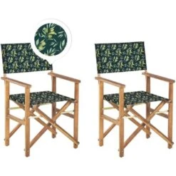 Set Di 2 Sedie Da Regista Per Giardino In Legno Chiaro Grigio E Olive Verde Cine