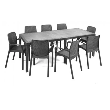 Dmora Sedia Da Esterno Viterbo, Seduta Da Giardino, Sedia Per Tavolo Da Pranzo, Poltrona Outdoor Effetto Rattan, 100 % Made In Italy, Set Da 4, Cm 54x60h82, Antracite - immagine 5