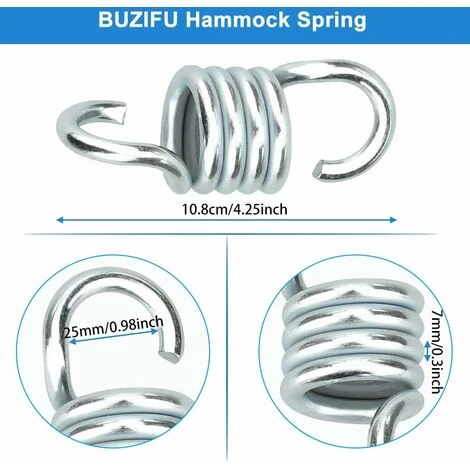 Sacco Da Boxe Con Attacco A Gancio Per Amaca, Molla In Acciaio Inossidabile, 250 Kg Per Amaca, Poltrona Sospesa, Sacco Da Boxe, Sacco Da Boxe, Altalena Soulet - Argento - immagine 2