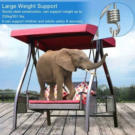 Sacco Da Boxe Con Attacco A Gancio Per Amaca, Molla In Acciaio Inossidabile, 250 Kg Per Amaca, Poltrona Sospesa, Sacco Da Boxe, Sacco Da Boxe, Altalena Soulet - Argento - immagine 3