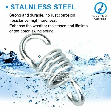 Sacco Da Boxe Con Attacco A Gancio Per Amaca, Molla In Acciaio Inossidabile, 250 Kg Per Amaca, Poltrona Sospesa, Sacco Da Boxe, Sacco Da Boxe, Altalena Soulet - Argento - immagine 4