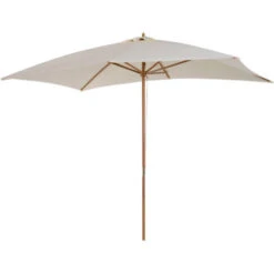 Outsunny Ombrellone In Legno Rettangolare, Crema, 2x3m