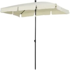 Outsunny Ombrellone Parasole Rettangolare Con Palo Inclinabile In Alluminio, 200x125x235cm, Crema
