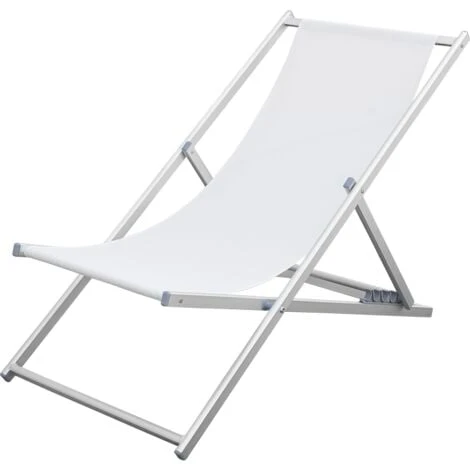 Sedia Sdraio Pieghevole Soverato 5 Posizioni Struttura In Alluminio E Textilene Colore: Bianco