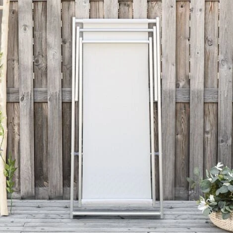 Sedia Sdraio Pieghevole Soverato 5 Posizioni Struttura In Alluminio E Textilene Colore: Bianco - immagine 3