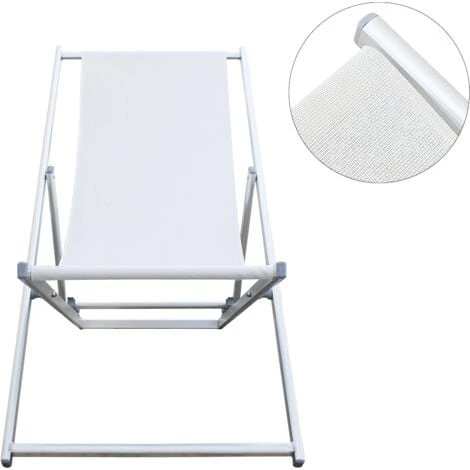 Sedia Sdraio Pieghevole Soverato 5 Posizioni Struttura In Alluminio E Textilene Colore: Bianco - immagine 4
