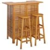 Set Da Bar Per Giardino 3 Pz In Legno Massello Di Acacia VidaXL