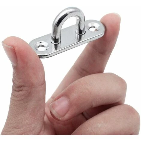 6 Pezzi Piastre Con Occhielli Piastra Di Copertura In Acciaio Inossidabile Piastra Per Albero Da 5 Mm Ganci Di Fissaggio Per Carichi Pesanti Per Ganci Da Parete Sedie Sospese Tenda Da Sole Accessori P - immagine 3