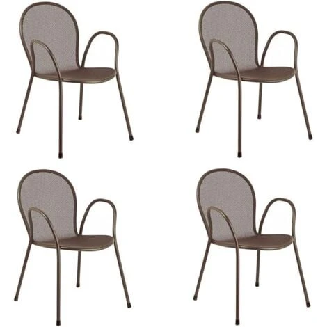 EMU Ronda 4 Pezzi , Sedia Con BRACCIOLI Art. 116 Colore Marrone D' India (41) , Made In Italy