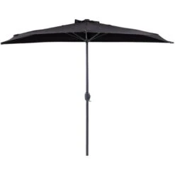 Ombrellone Semicircolare Da Giardino Ombrellone 2,7 M Poliestere Metallo Nero Galati