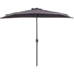 Ombrellone Semicircolare Da Giardino Ombrellone 2,7 M Poliestere Grigio Metallizzato Galati