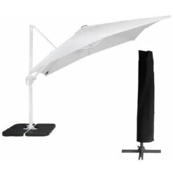 MOLOKAI Ombrellone LED Rettangolare 3x4m Bianco + Copertura