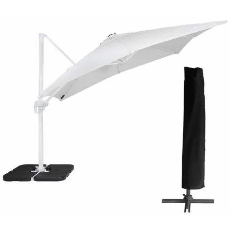 MOLOKAI Ombrellone LED Rettangolare 3x4m Bianco + Copertura