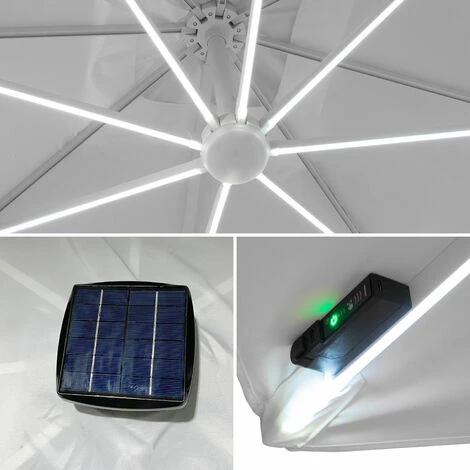 MOLOKAI Ombrellone LED Rettangolare 3x4m Bianco + Copertura - immagine 3