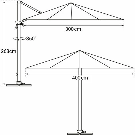 MOLOKAI Ombrellone LED Rettangolare 3x4m Bianco + Copertura - immagine 4