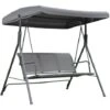 Outsunny Dondolo 3 Posti Con Baldacchino In Acciaio E Tessuto Poliestere, Grigio, 178x111x155cm