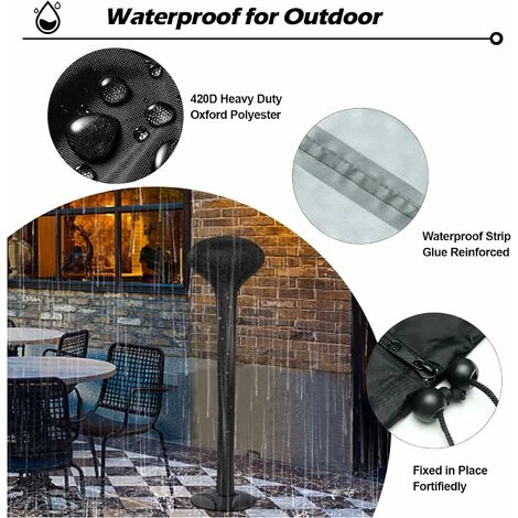 RHAFAYRE Copertura Per Riscaldamento Elettrico Da Esterno - Impermeabile - Tessuto Oxford 420D - Completamente Resistente Alle Intemperie - Con Cerniera E Coulisse Regolabile - Antivento - immagine 3