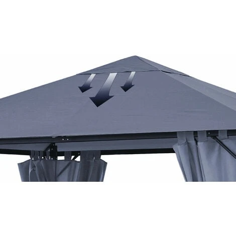 Tetto Di Ricambio Per Gazebo Da Giardino 3x3m 250g/m³ Grigio - immagine 5