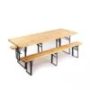 SET BIRRERIA TAVOLO 2 PANCHE RICHIUDIBILI IN LEGNO 220X70XH76 GIARDINO 3 GAMBE