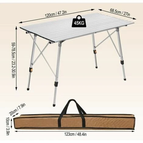 WOLTU Tavolo Da Campeggio Pieghevole Portatile Per Picnic Giardino Altezza Regolabile - immagine 4