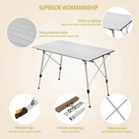 WOLTU Tavolo Da Campeggio Pieghevole Portatile Per Picnic Giardino Altezza Regolabile - immagine 5
