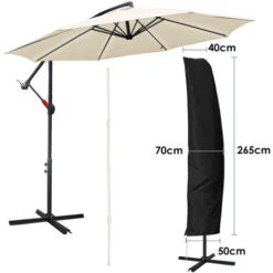 Randaco 265cm Copertura Protettiva Per Ombrellone Copertura Protettiva Copertura Per Ombrellone, Nero