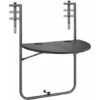 Tavolino Pieghevole Balcone Tavolo Ringhiera Metallo E Polyrattan 60x64 Cm Nero