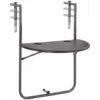 Tavolino Pieghevole Balcone Tavolo Ringhiera Metallo E Polyrattan 60x64 Marrone